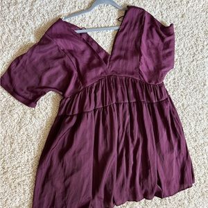 Maroon V-neck mini dress